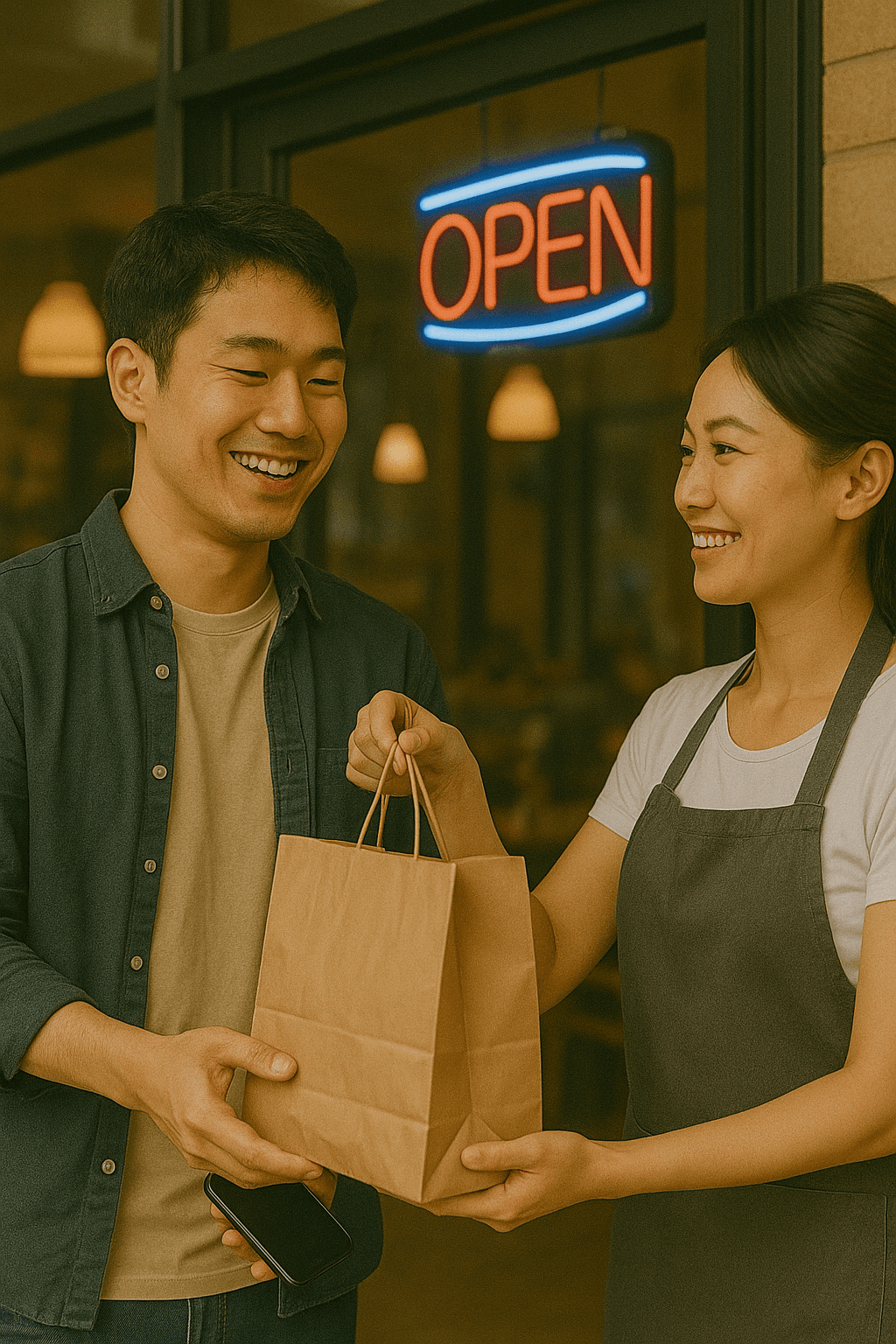 포장된 음식을 픽업하면 됩니다.